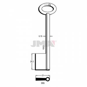 Ključ jednostrani šuplji 55G msg L=100,3 / FI 6,15 mm. ( 50J55G ERREBI )