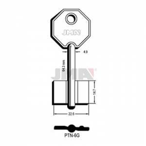Ključ sef dvostrani bez plastike PTN-6G ( 1PN6 ERREBI / 5PT3 SILCA )