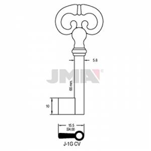 Ključ za ormare barok šuplji J-1G 
