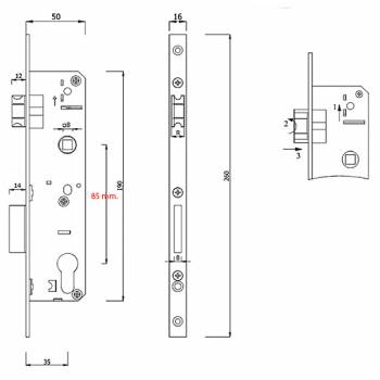 VABIS brava za PVC vrata, sa podizačem, 85 mm. standard