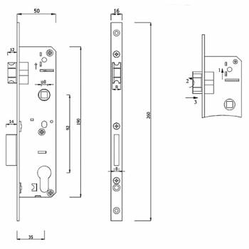 VABIS brava za PVC vrata, sa podizačem, 92 mm. standard