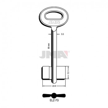 Ključ sef dvostrani bez plastike ELZ-7G ( 2EZ3 ERREBI / 7308E SILCA )