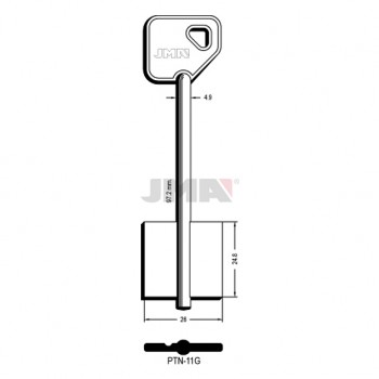 Ključ sef dvostrani bez plastike PTN-11G ( 2PN15 ERREBI / 5PT20 SILCA )