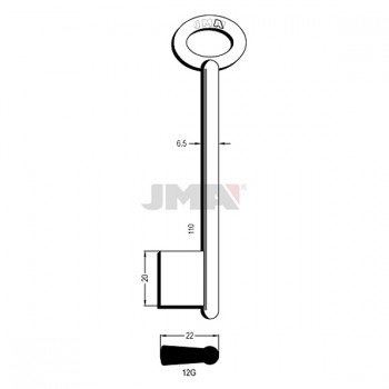 Ključ jednostrani puni 12G msg L=110 / FI 6,5 mm.  ( 50J12G ERREBI )