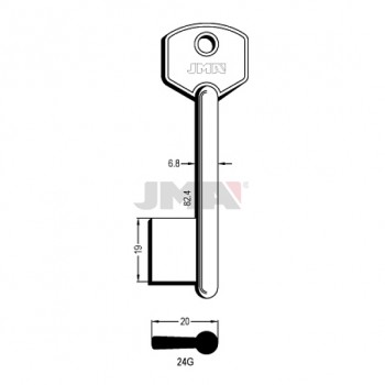 Ključ jednostrani puni 24G msg L=82,4 / FI 6,8 mm. ( 50J24G ERREBI )