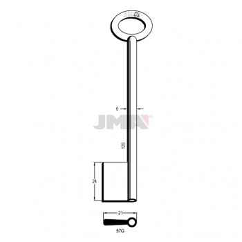 Ključ jednostrani šuplji 57G msg L=120 / FI 6 mm. ( 50J57G ERREBI )