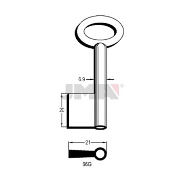 Ključ jednostrani šuplji 66G msg L=62 / FI 6,9 mm. ( 50J66G ERREBI )