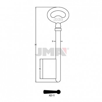 Ključ jednostrani puni AD-11 msg L=95 / FI 6 mm. ( 95X5,8 ERREBI / 6M10 SILCA )