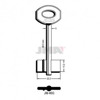 Ključ za sef dvostrani puni JW-40G L=66,6 / FI 5 mm. ( 1J2 ERREBI / JW35 SILCA )