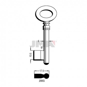 Ključ jednostrani puni 200G čelični L=60 / FI 6 mm. ( 1CM6 ERREBI / 5106 SILCA )