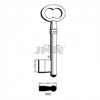 Ključ jednostrani puni 202G čelični L=80 / FI 7 mm. ( 1CM8 ERREBI / 5108 SILCA )