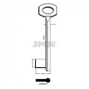 Ključ jednostrani puni UCEM-1G msg L=100 / FI 6,5 mm. ( 79UE1 ERREBI )