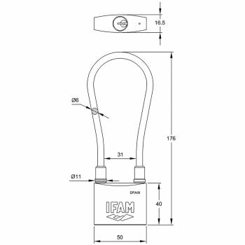 Lokot IFAM 50 mm. INOX sa kablom