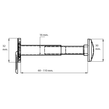 Špijunka 60-110 mm. fi16 PVC crna 200°