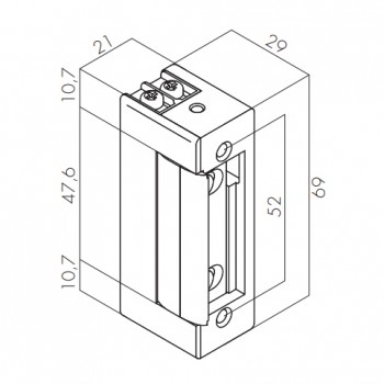 Elektroprihvatnik SYMMETRIC 21 mm. 12 V dc , fail-secure