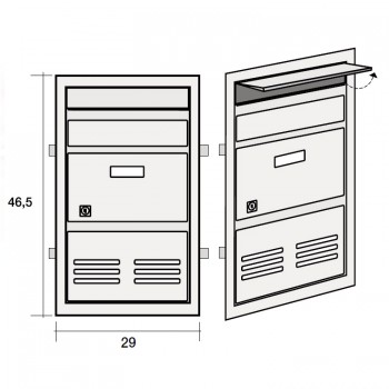 Vratašca za poštu ALU srebro v465*š 290 mm., za ugradnju u zid