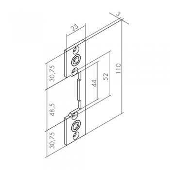 Prihvatnik kratki 25*110 mm., sivi