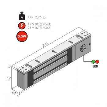 Elektromagnet BASIC pribitni 3000 N , 12-24 V dc , Timer + LED