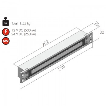 Elektromagnet MINI usadni 2800 N, 12-24 V dc, sa statusom otvornosti