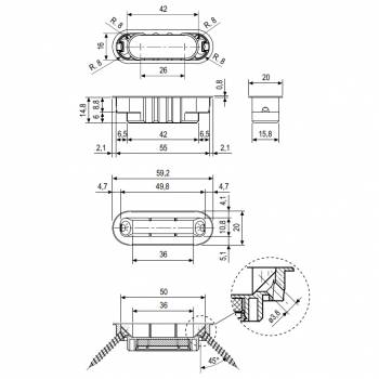 Prihvatnik AGB magnetne brave krom mat 18*55 mm.