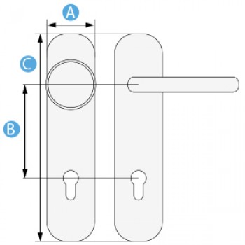Garnitura ISEO kvaka/kvaka štit PVC crna, PZ 72 mm., za protupožarna vrata