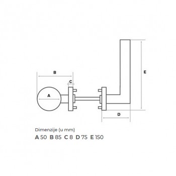 GAR METRO Raw Brass kugla/kvaka sa rozetom za cilindar