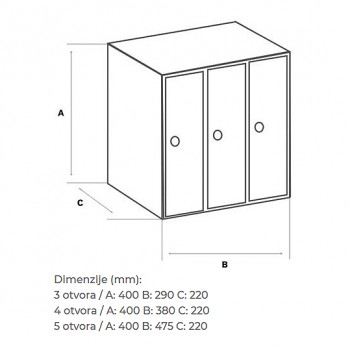 Poštanski ormarić NOVA box 3/1 , v400*š290*d220 mm. , boja tamno srebro