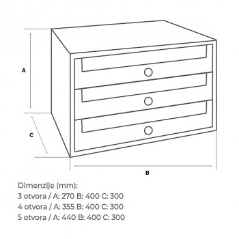 Poštanski ormarić MODULAR box 3/1, v270*š400*d300 mm, boja crna