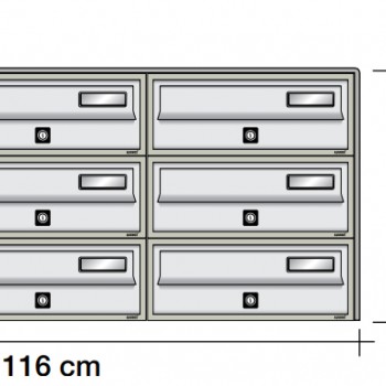 Poštanski ormarić SLIM box 3*3, v377,5*š1160*d269/300 mm, boja srebro, vodootporni