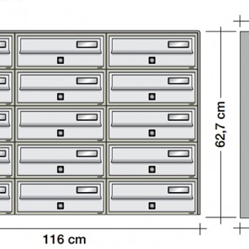 Poštanski ormarić SLIM box 5*3, v627*š1160*d269/300 mm, boja srebro, vodootporni