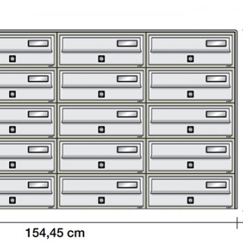 Poštanski ormarić SLIM box 5*4, v627*š1544,5*d269/300 mm, boja srebro, vodootporni