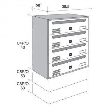 Poštanski ormarić CUBO RIVISTA box 5/1, v530*š385*d250 mm, metalni korpus / inox vrata