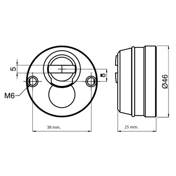 Protektor za protuprovalna vrata fi46*25 mm. , 38 mm. razmak između vijaka