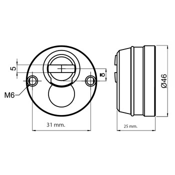 Protektor za protuprovalna vrata fi46*25 mm. , 31 mm. razmak između vijaka ( Dierre )