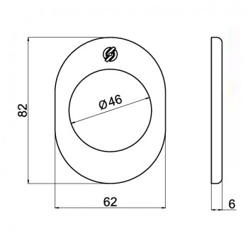 Rozeta F1 62*82 mm., unutarnji fi46