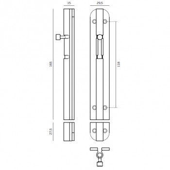 JNF zasun 165 mm. INOX