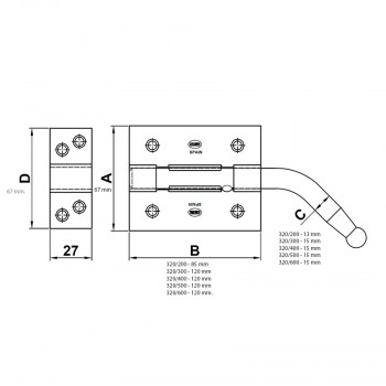 Zasun AMIG mod. 320 200 mm. žuto cinčani