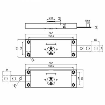 Brava SECUR 2285 Sx+Dx za rolo vrata 1-strana zamaknuta